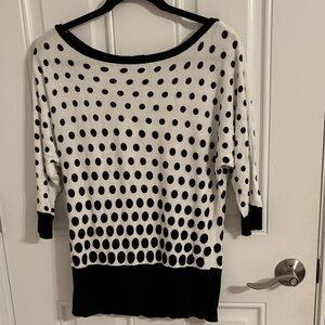 White House Black Market Black and White Polka Dot Sweater